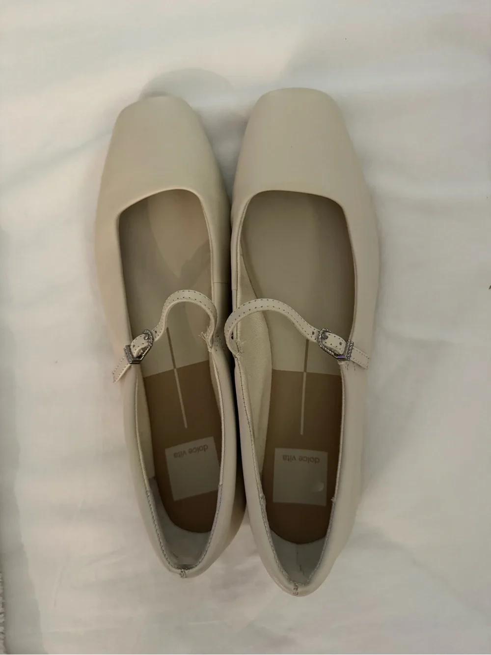Dolce Vita Reyes Ballet Flats Ivory Leather Size 7.5